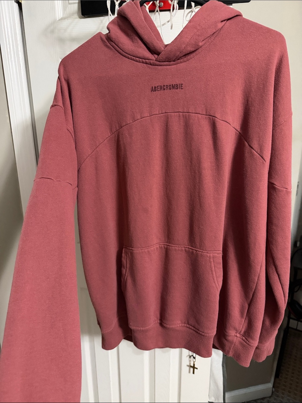Abercrombie & Fitch Men's Crewneck Hoodie in Dusty Rose